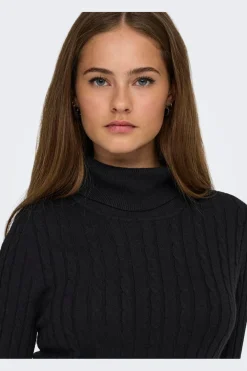 Clearance Only Onllouis Ls Rollneck Cable Dress At Knt 4932263 Black