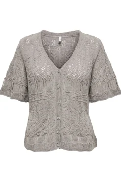 Discount Only Onllovely Ss Glitter Button Top Knt 4916203 Weathered Teak Silver