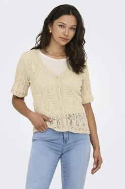 Clearance Only Onllovely Ss Glitter Button Top Knt 4915647 Cloud Dancer Gold
