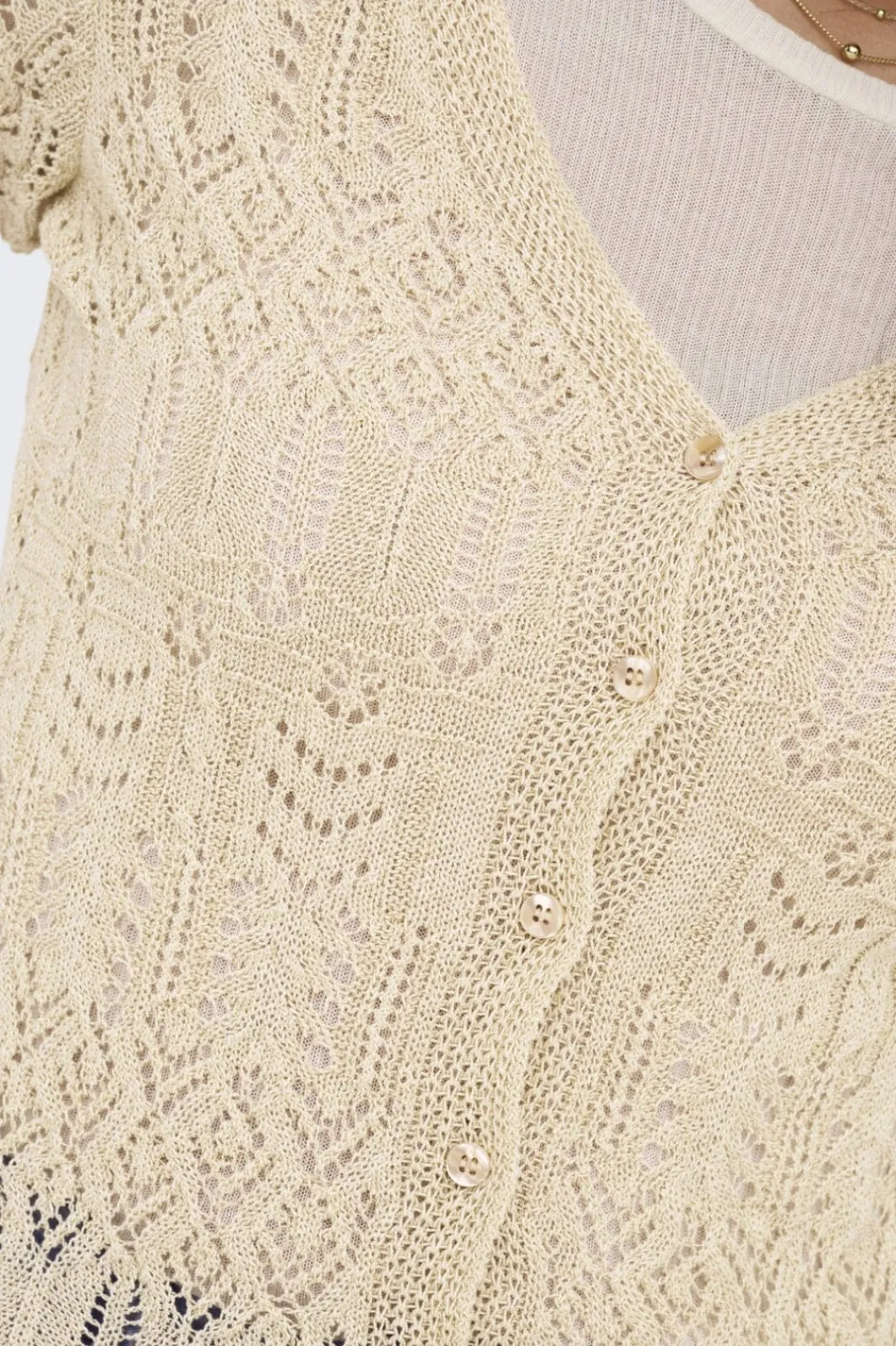 Clearance Only Onllovely Ss Glitter Button Top Knt 4915647 Cloud Dancer Gold