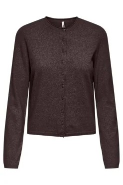 Best Only Onlloyal Ls O-Neck Button Cardi Knt 5021298 Chocolate Torte Melange