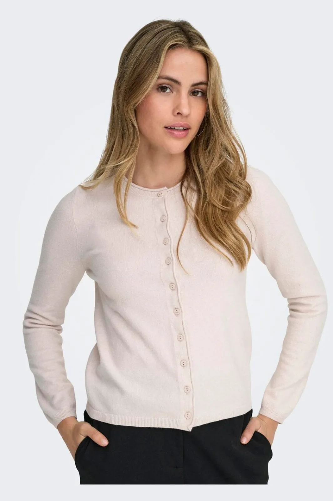Outlet Only Onlloyal Ls O-Neck Button Cardi Knt 4986401 Moonbeam Melange