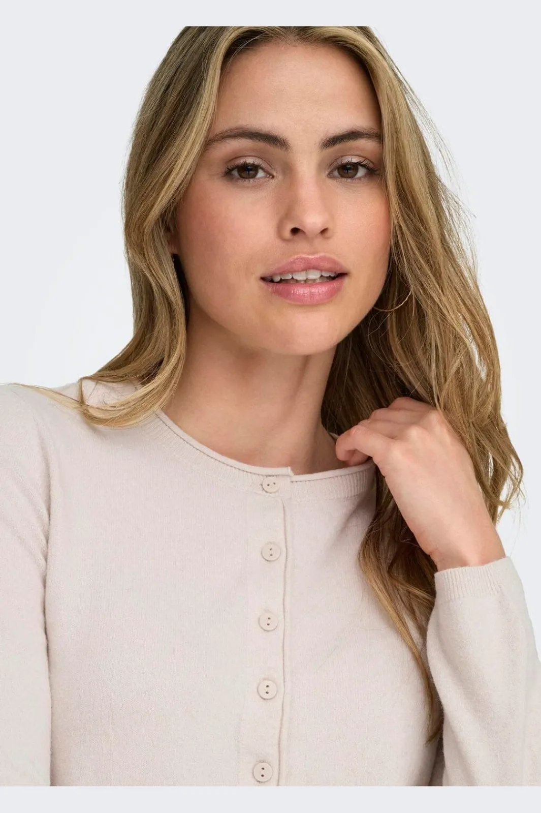 Outlet Only Onlloyal Ls O-Neck Button Cardi Knt 4986401 Moonbeam Melange
