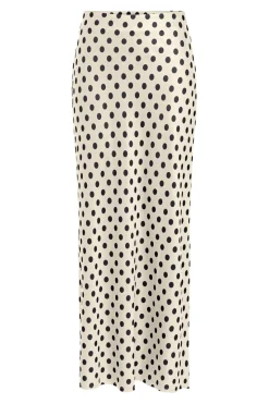 Best Only Onllydia Long Satin Skirt 4990824 Frosted Almond Black Dots