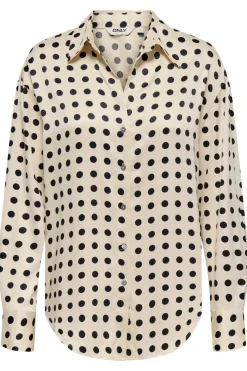 Outlet Only Onllydia L/S Satin Shirt 4990914 Frosted Almond Black Dots