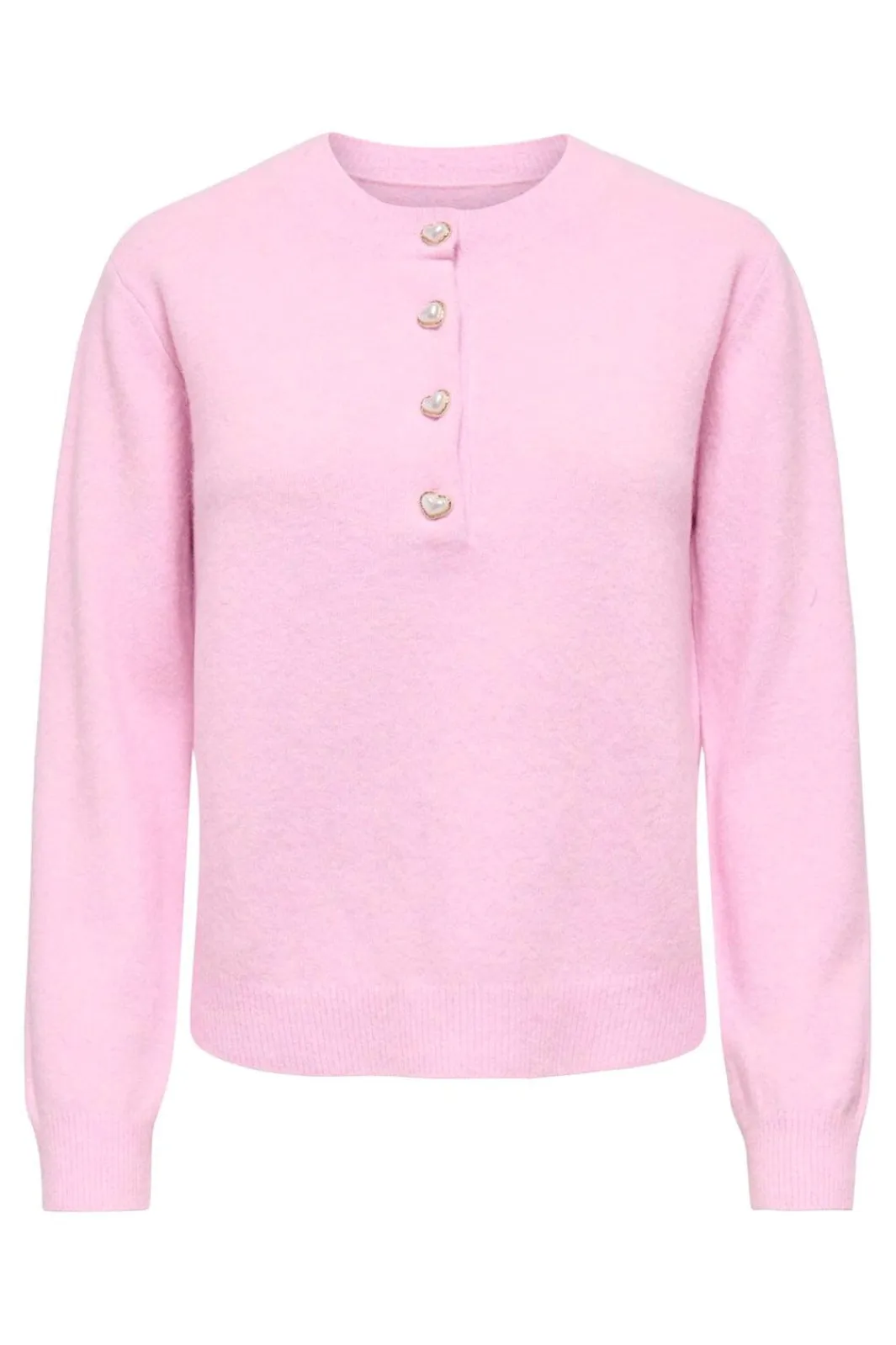 Hot Only Onlmacey Ls Oneck Half Button Knt 5030571 Bonbon Heart Buttons / Melange