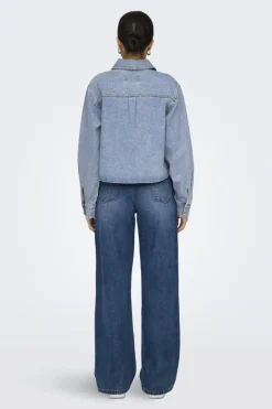 Hot Only Onlmaggiemay L/S Rhinest Shirt 4849399 Light Blue Denim