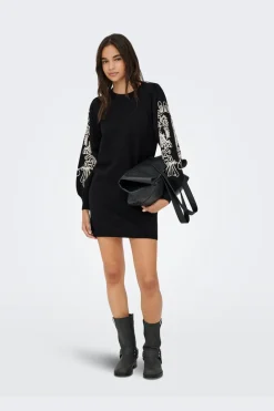 Clearance Only Onlmagnolia Ls Detail Dress Knt 4985695 Black Ecru
