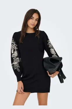 Clearance Only Onlmagnolia Ls Detail Dress Knt 4985695 Black Ecru