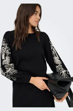 Clearance Only Onlmagnolia Ls Detail Dress Knt 4985695 Black Ecru