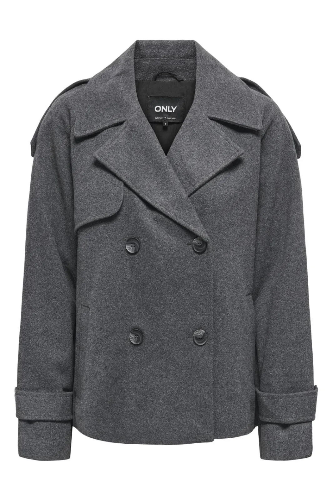 Discount Only Onlmaisy Short Wool Life Trench Nc 4676910 Dark Grey Melange Black Lining