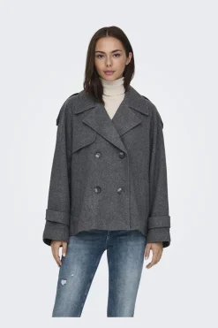 Discount Only Onlmaisy Short Wool Life Trench Nc 4676910 Dark Grey Melange Black Lining