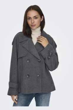 Discount Only Onlmaisy Short Wool Life Trench Nc 4676910 Dark Grey Melange Black Lining