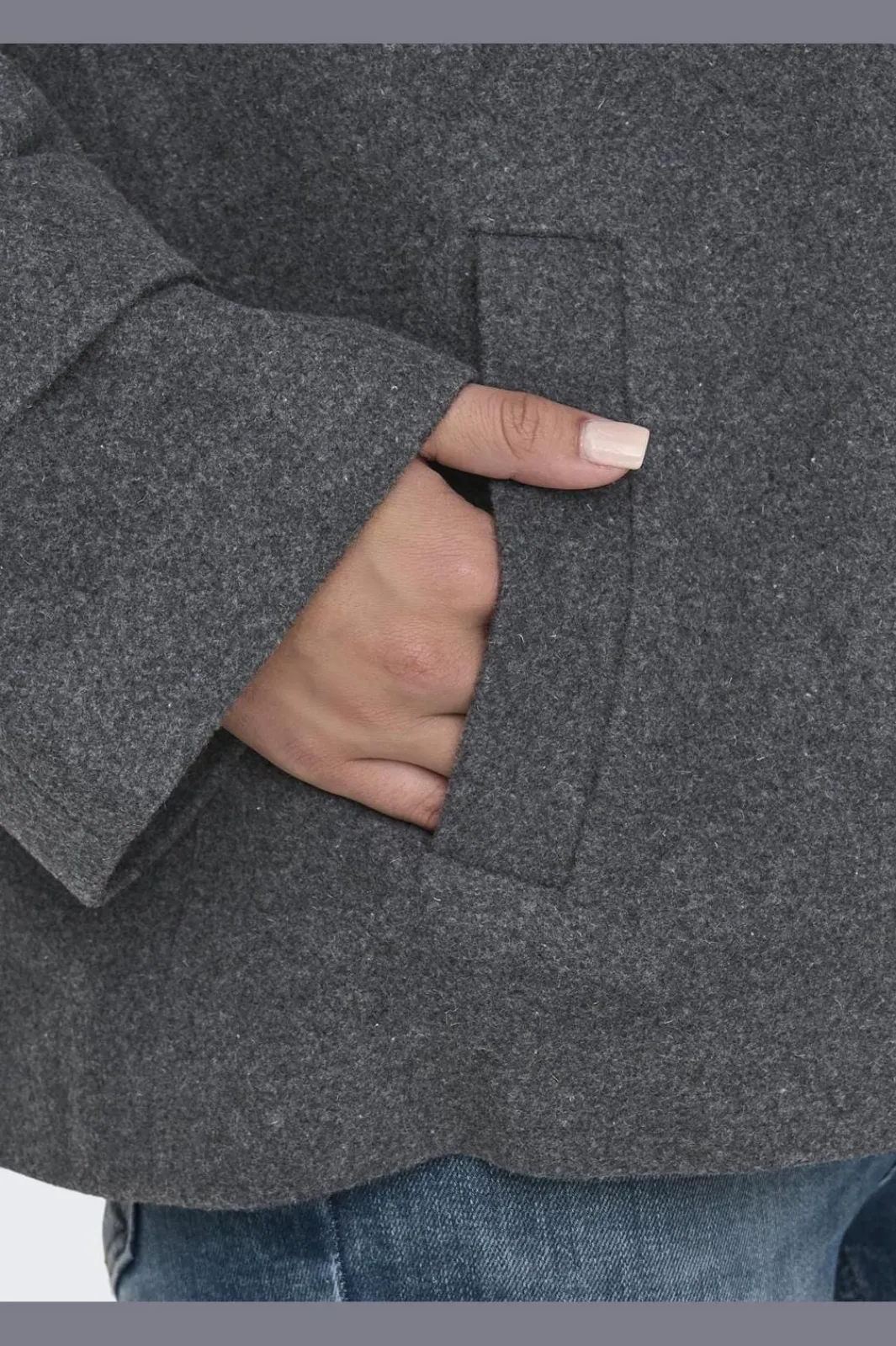 Discount Only Onlmaisy Short Wool Life Trench Nc 4676910 Dark Grey Melange Black Lining