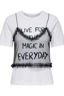 Best Only Onlmalija Life S/S O-Neck Top Box 4896205 Bright White Black Singlet + Print Magic Everyday