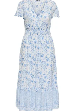 Online Only Onlmarianne Life S/S Midi Dress 4846943 Cloud Dancer Blue Paisley