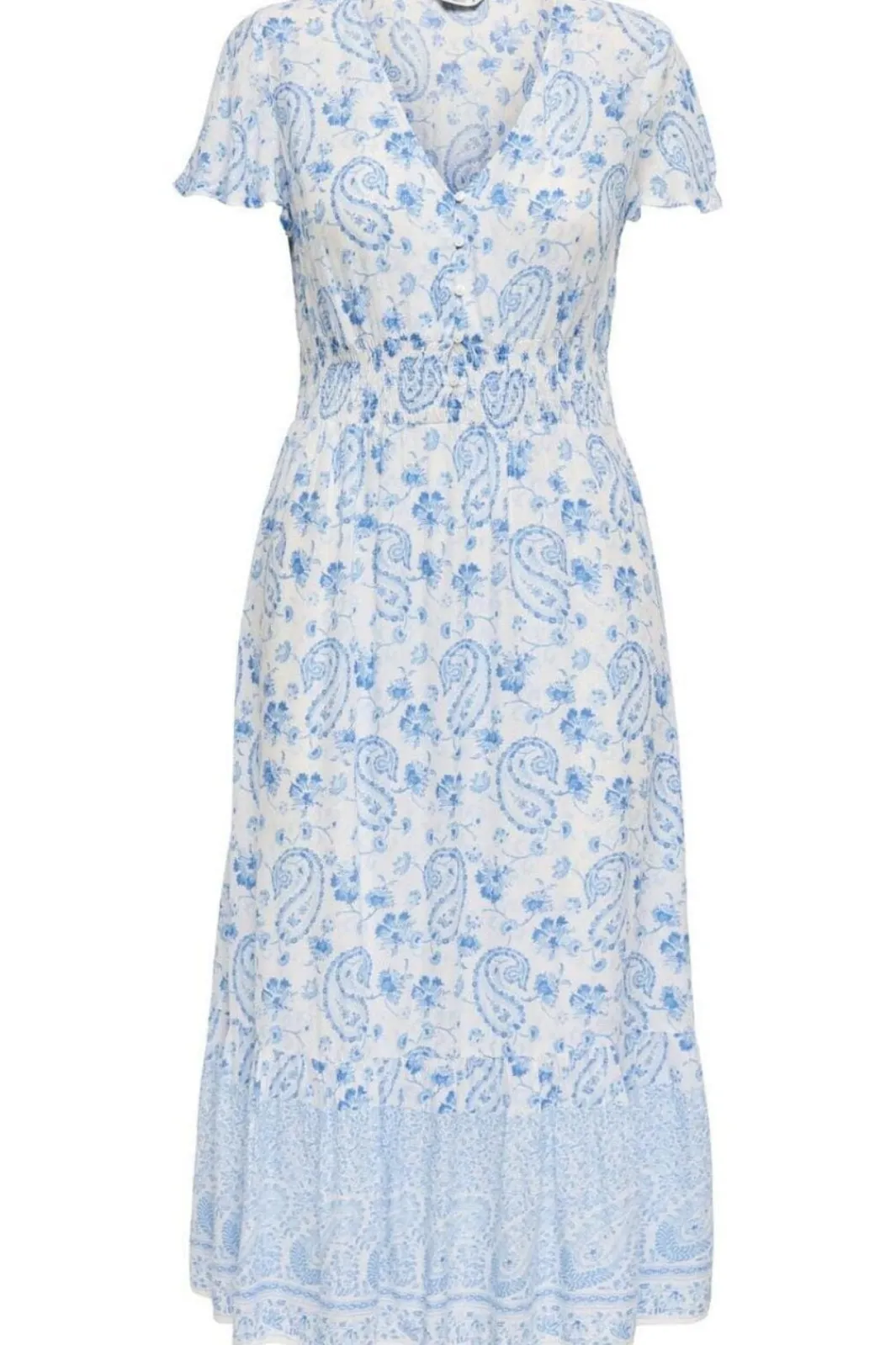 Online Only Onlmarianne Life S/S Midi Dress 4846943 Cloud Dancer Blue Paisley