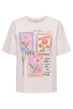 Only Onlmaya Flower S/S Tee Box 4945891 Icy Pink Pink Flower/City Stamps