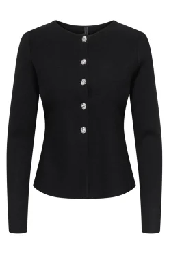 Outlet Only Onlmelli Ls Oneck Button Cardi Knt 5071252 Black New Silver Buttons