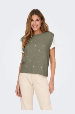 Best Only Onlmelody Sl Embroidery O-Neck Knt 4919770 Mermaid Light Gold Hearts