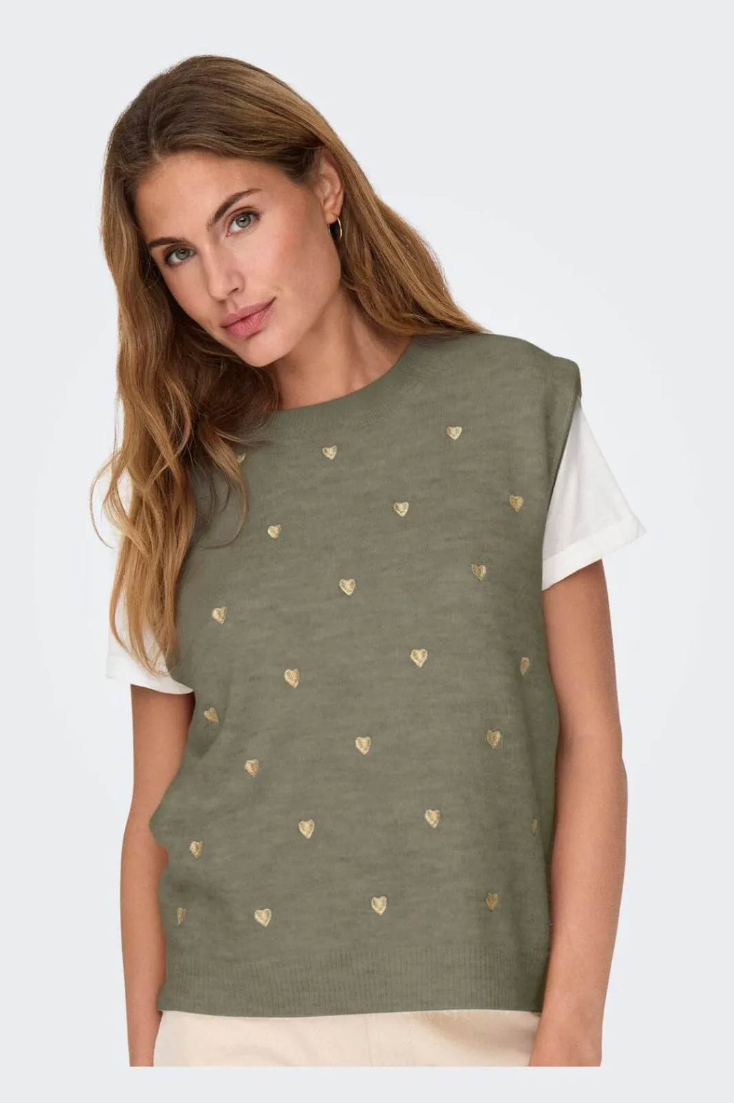 Best Only Onlmelody Sl Embroidery O-Neck Knt 4919770 Mermaid Light Gold Hearts