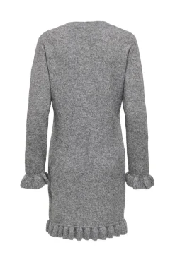 New Only Onlmera Life Ls Frill Dress Knt 4963439 Medium Grey Melange