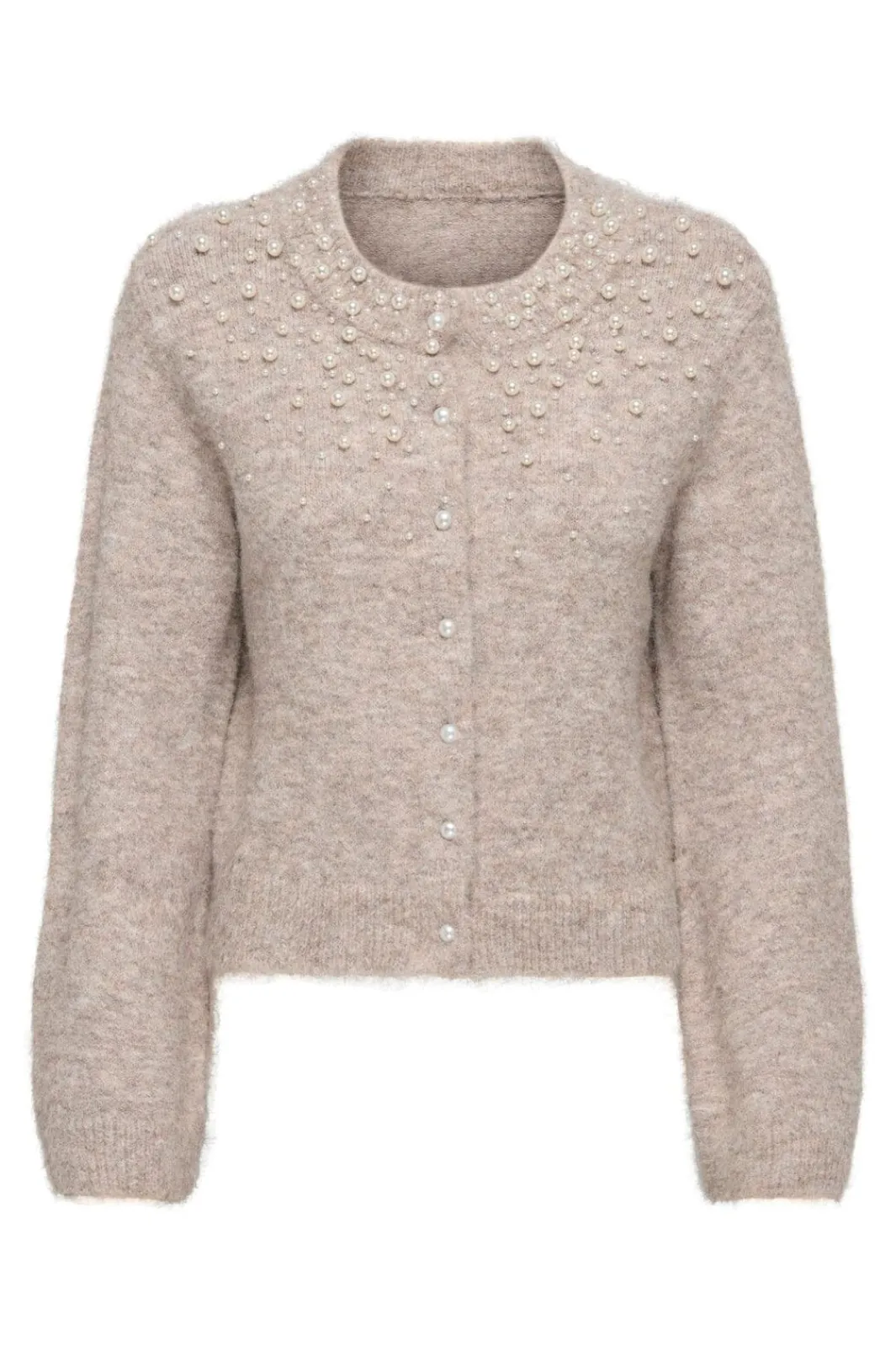 Hot Only Onlmiggie Ls O-Neck Pearl Cardi Knt 5039863 Malt Ball Melange/Fmop