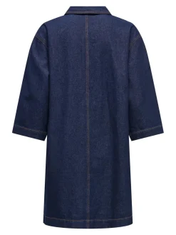 New Only Onlmiles 3/4 Zip Dress Gua 4935217 Dark Blue Denim