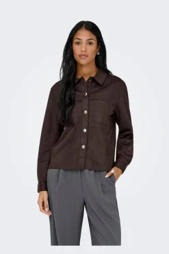 Best Only Onlmira L/S Faux Suede Shirt 4962108 Coffee Bean