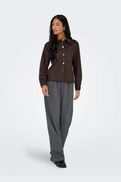 Best Only Onlmira L/S Faux Suede Shirt 4962108 Coffee Bean