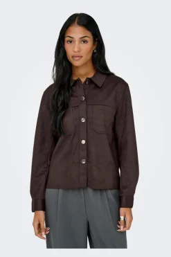 Best Only Onlmira L/S Faux Suede Shirt 4962108 Coffee Bean