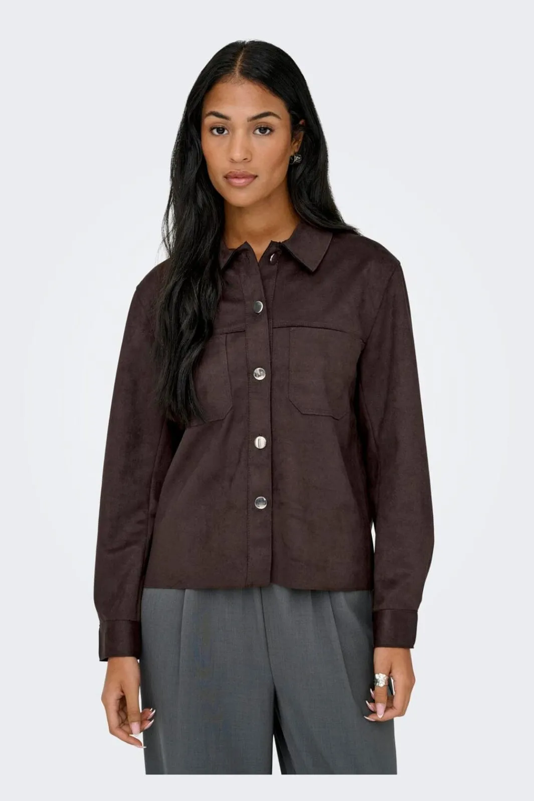 Best Only Onlmira L/S Faux Suede Shirt 4962108 Coffee Bean