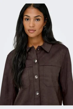 Best Only Onlmira L/S Faux Suede Shirt 4962108 Coffee Bean