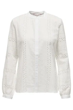 Sale Only Onlmiriam Ls Emb Anglaise Blouse 2961731 Cloud Dancer