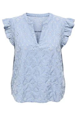 Discount Only Onlmischa Ss Emb Shirt 4680468 Light Blue Denim