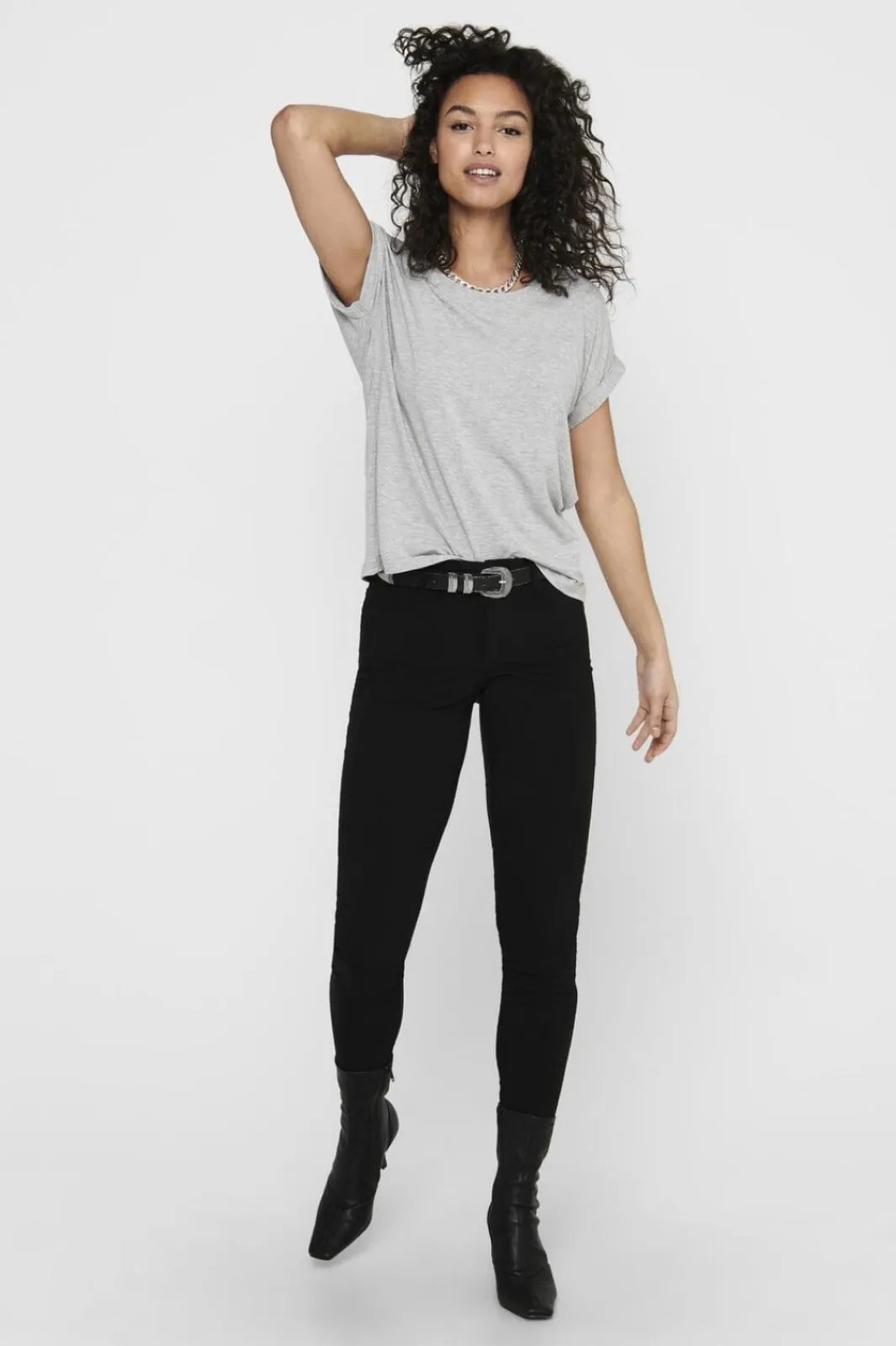 Only Onlmoster S/S O-Neck Top 2079283 Light Grey Melange