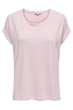 Only Onlmoster Stripe S/S O-Neck Top 4693917 Pink Lady Cloud Dancer