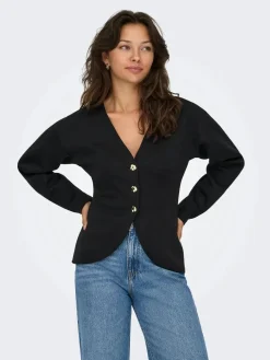 Only Onlnaomi L/S Cardigan Swt 4912045 Black Gold Buttons