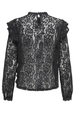 Hot Only Onlnew Karo Ls Lace Ruffle Top 4834720 Black