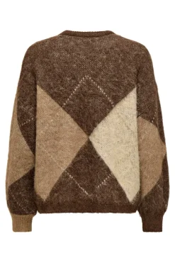 New Only Onlnoeme Life Ls Jq O-Neck Nca Knt 4894899 Chestnut Cocoa Creme/Biscotti/Melange/Argyle