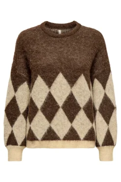 New Only Onlnoeme Life Ls Jq O-Neck Nca Knt 4894898 Chestnut Biscotti/Melange/Harlekin