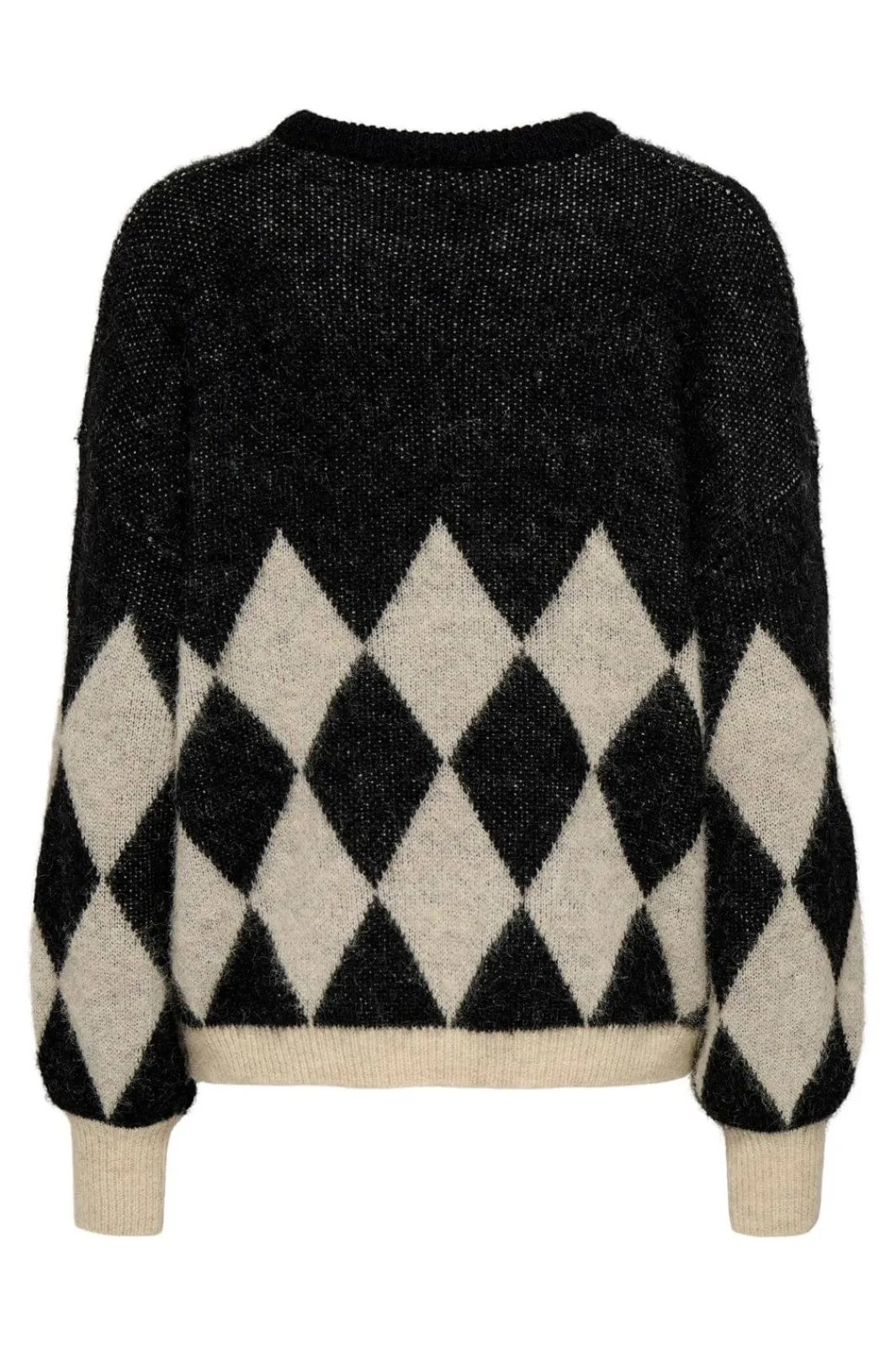 Clearance Only Onlnoeme Life Ls Jq O-Neck Nca Knt 4895268 Black Biscotti/Melange/Harlekin