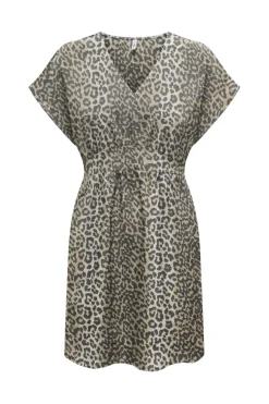 Online Only Onlnova Life Elite S/S Macey Dress 4746336 Timber Wolf 631 Wildlife