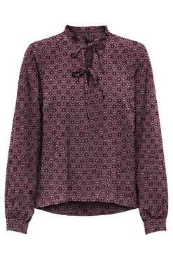 Hot Only Onlnova Life Vis L/S Monica Top 4855005 Cabernet 705 Graphic Ivy