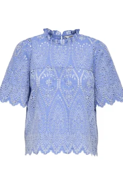 Discount Only Onlnyla Tulum Emb Ss Top 4764237 Blue Bonnet Bright White Emb.