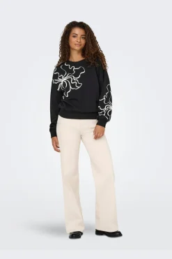 Only Onlodessa L/S O-Neck Box Ub Swt 4806648 Black W. Blury Flower