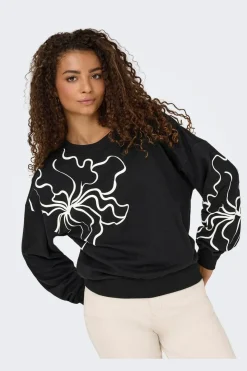 Only Onlodessa L/S O-Neck Box Ub Swt 4806648 Black W. Blury Flower