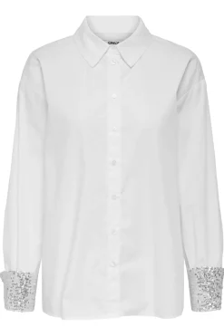 Hot Only Onlpanama Ls Sequines Mix Shirt 4841579 Bright White