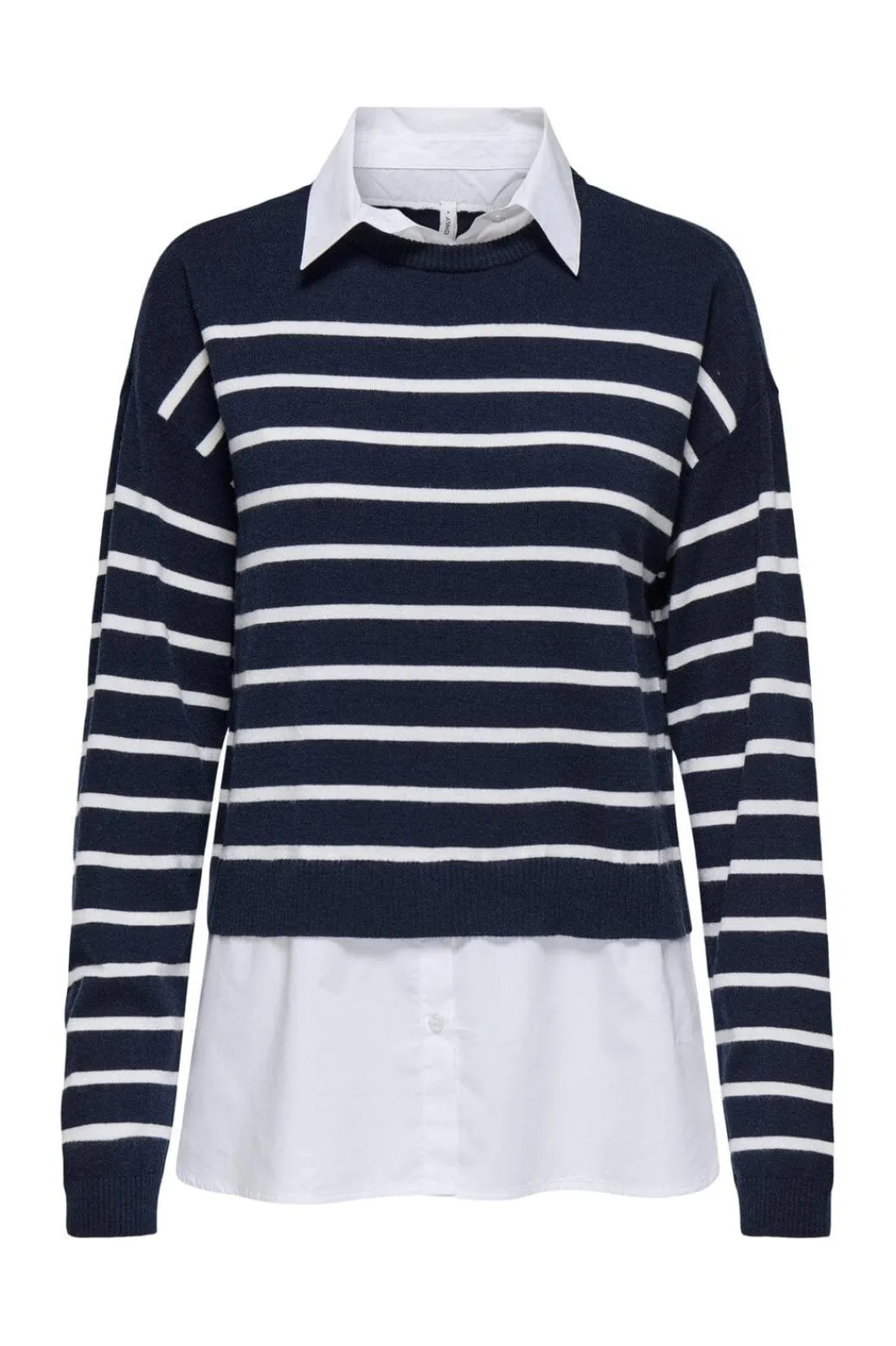 Online Only Onlpayson Ls Mix Pullover Knt 4894438 Night Sky Cloud Dancer/Cloud Dancer Woven