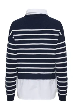 Online Only Onlpayson Ls Mix Pullover Knt 4894438 Night Sky Cloud Dancer/Cloud Dancer Woven